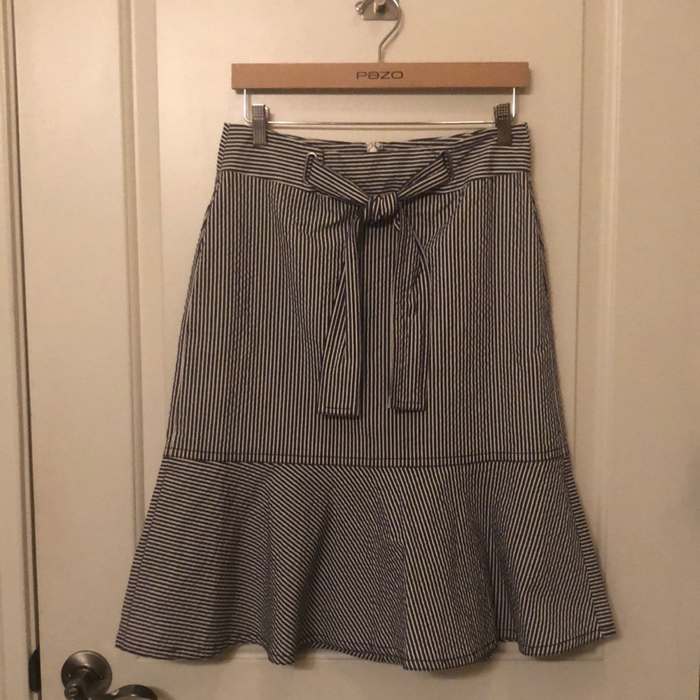 Ann Taylor Midi Navy/White Skirt 8P